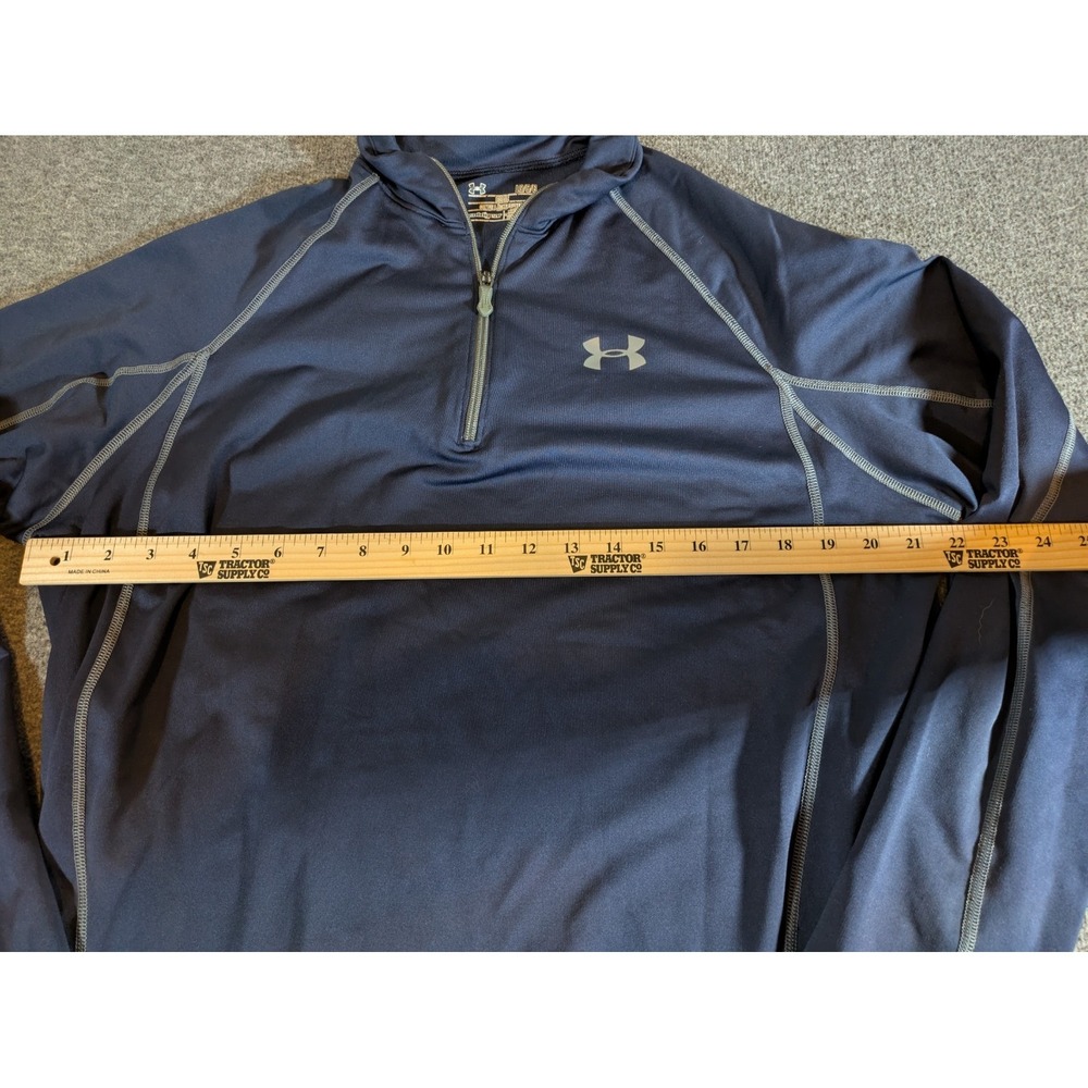 Under Armour Shirt Men's Pullover Gray 1/4 Zip Loose Fit Coldgear Size L - Picture 3 of 5